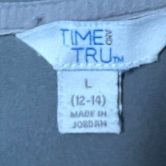 TIME AND TRU - GREY VELOUR LONG SLEEVE HOODED JACKET W/ZIPPER FRONT / SIZE: L - Picture 7 of 9